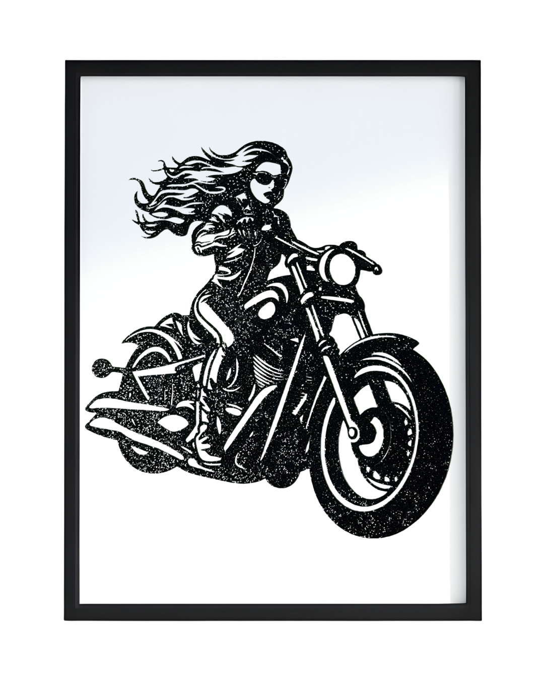 Glow in the Dark Motorbike Woman Wall Art - CNC/Laser Cut Decor