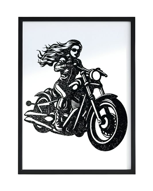 Glow in the Dark Motorbike Woman Wall Art - CNC/Laser Cut Decor