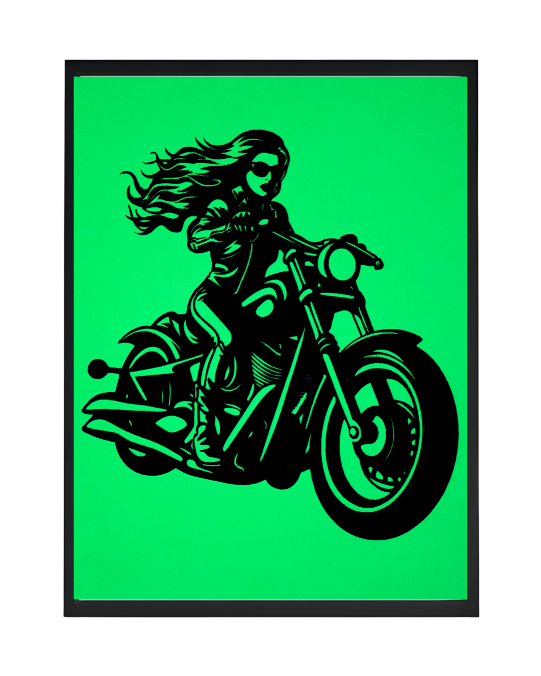 Glow in the Dark Motorbike Woman Wall Art - CNC/Laser Cut Decor
