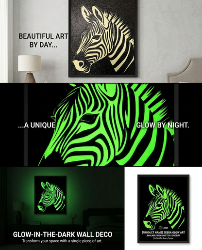 Glow in the Dark Zebra Wall Art - CNC/Laser cut Decor