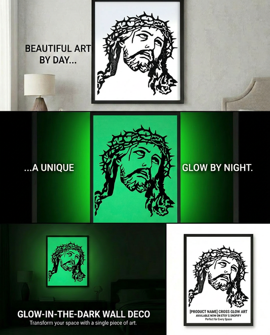 Glow in the Dark Jesus Wall Art II - CNC/Laser Cut Decor