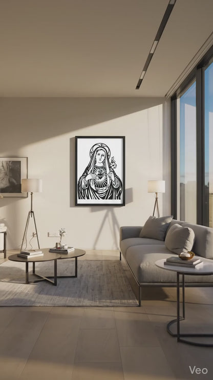 Glow in the Dark Virgin Mary Wall Art – CNC/Laser Cut Decor